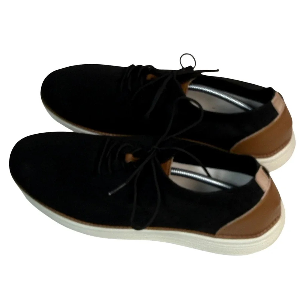 Vilocy Mens Knit Oxford Sneakers Black Brown V2201 EUR 47 US 13‎ Business Casual